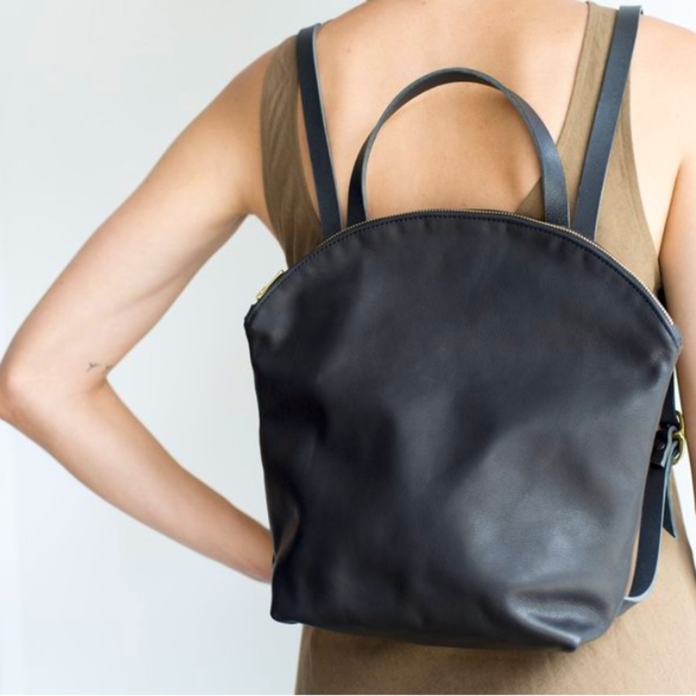 RARE Sord WHITE Leather Minimalist Backpack